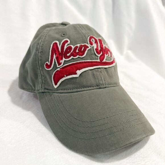 Robin Ruth New York Embroidered Olive Green Red Y2K Ball Cap Hat Preppy Casual - Picture 2 of 8
